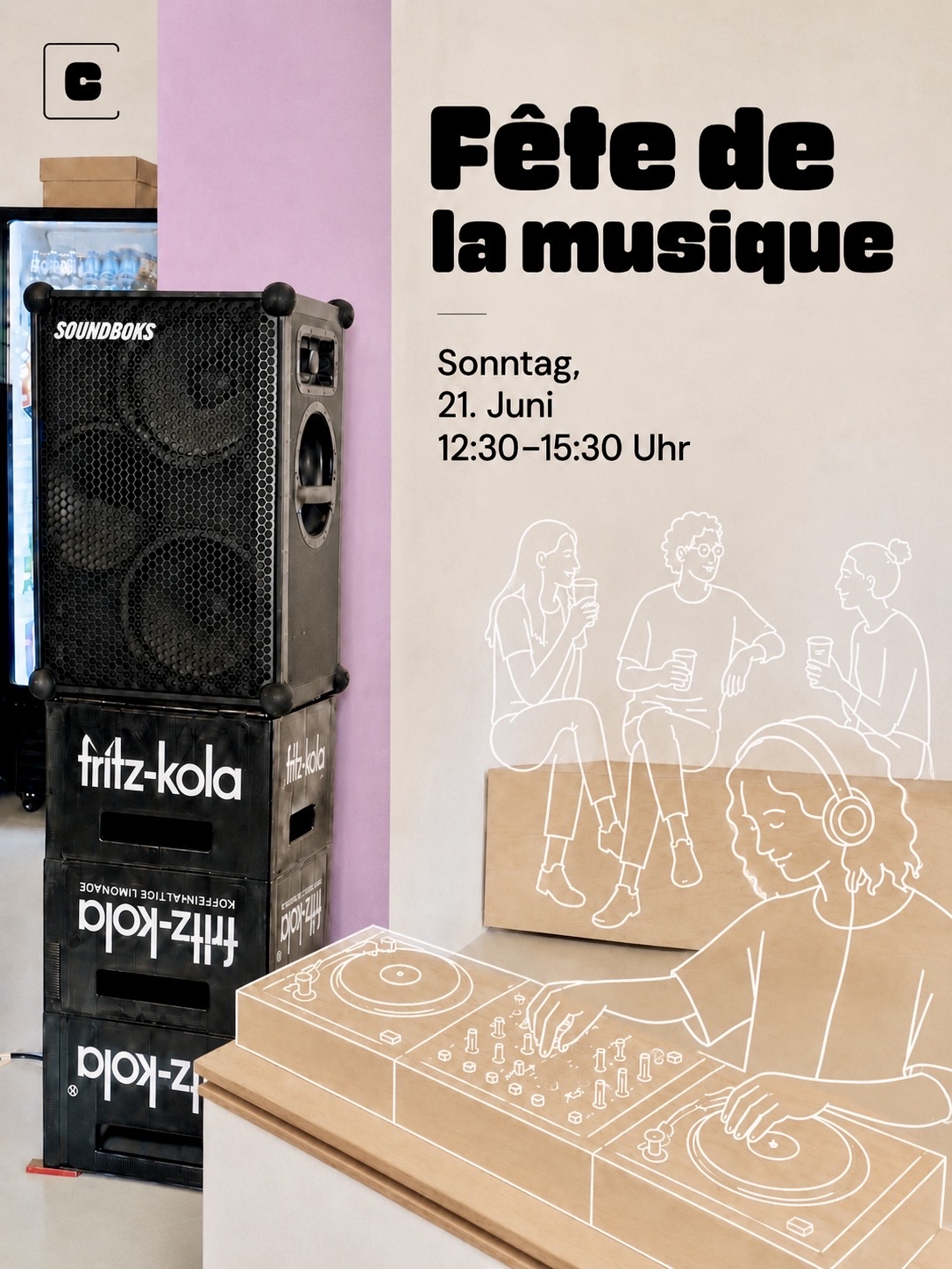 Flyer Fête de la musique am Sonntag, 21. Juni, 12:30–15:30 Uhr